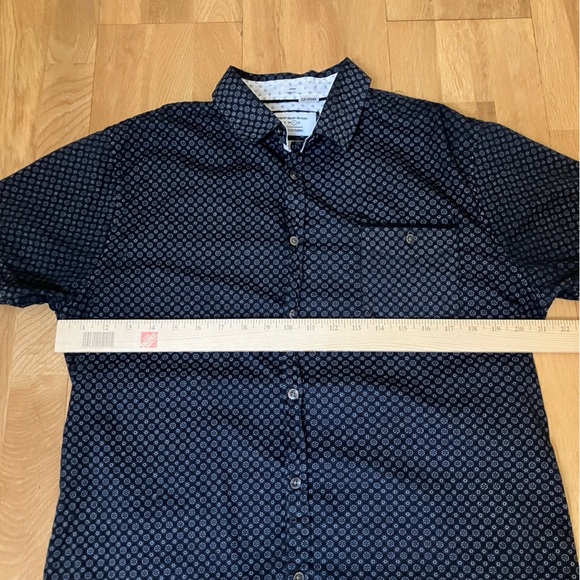 Paperdenim & Cloth Slim Fit Shirt Black White Geometric Short Sleeve Stretch - Picture 9 of 10